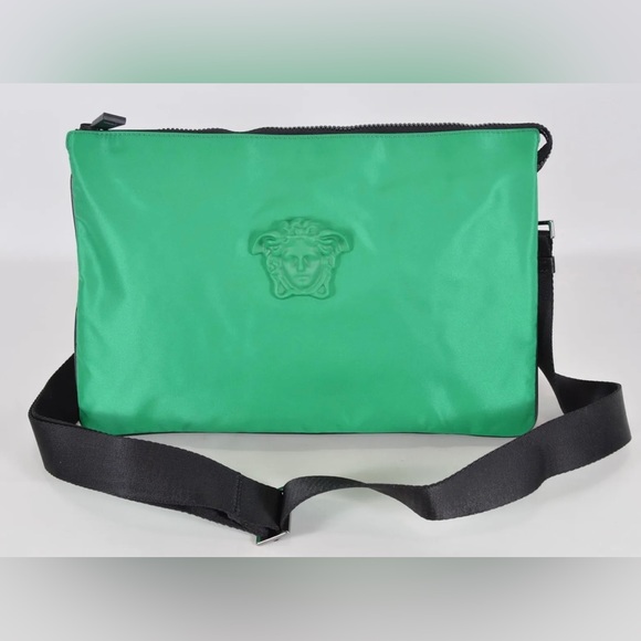 Versace Green nylon Medusa crossbody messenger bag purse NEW (AUTHENTIC) - Picture 11 of 16